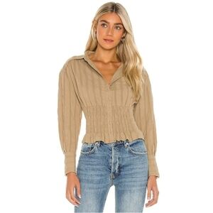 Free People Tammy Button up Top Khaki Size Small